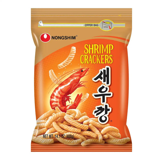 Nongshim Shrimp Crackers, Original Flavor, Crispy Baked Korean Snack, Resealable Big Bag, 14.1 Oz