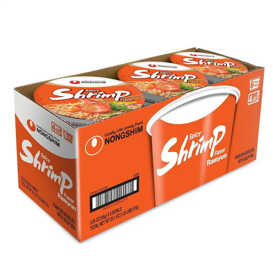 Nongshim Spicy Shrimp Big Bowl Instant Ramyun 3.35 Oz (Pack of 6)