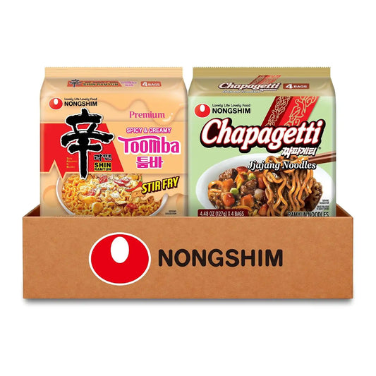 Nongshim Shin Ramyun Toomba & Chapagetti, Korean Stir-Fry Ramen, 8 Pack