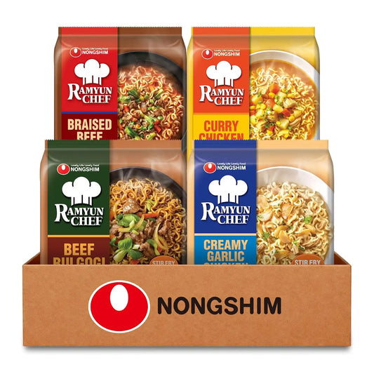 Nongshim Ramyun Chef, Korean Instant Ramen Noodles Variety Pack, 16 Packs