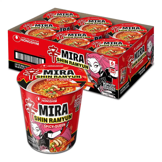 Nongshim Shin Ramyun Spicy Queen, Instant Noodle Cup, Gourmet Spicy, 3.35 oz (Pack of 6)