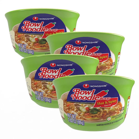 Nongshim HOT & SPICY Noodle Soup, 3.03 Ounce (Pack of 4)